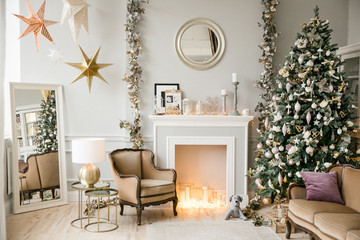 christmas tree in a room