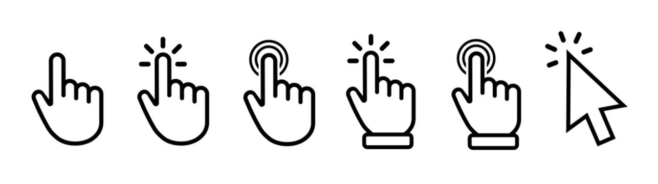 Vector hand cursors icons click set