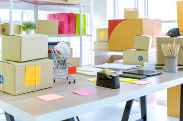 SME or Small and medium-sized enterprises Computer, Online shopping and ecommerce via internet concept.