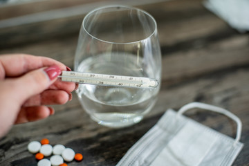 tablets, masks, thermometer, medical care