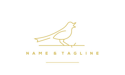 A line art icon logo of a Bird singing 