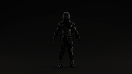 Fototapeta na wymiar Black Retro Spaceman Astronaut Cosmonaut Black Background 3d illustration 3d render