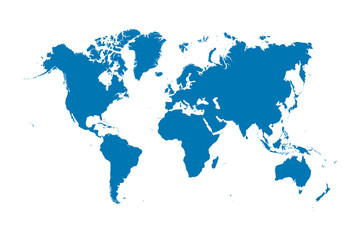 Fototapeta na wymiar Blue world map on a white background