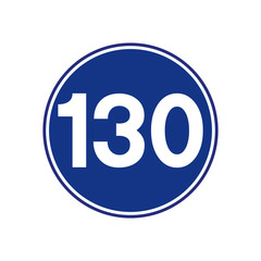 Speed Limit 130 Traffic Sign,Vector Illustration, Isolate On White Background Label.