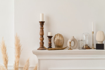 candlestick with candles - obrazy, fototapety, plakaty