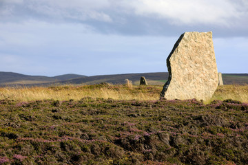 Brodgar - Orkney (Scotland), UK - August 06, 2018: Ring of standing stones at Brodgar, Orkney,...