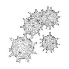 Corona Virus virion of Coronavirus. Covid virus that caused epidemic of pneumonia in China. Wireframe low poly mesh vector illustration.