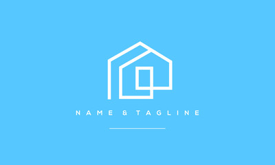 A line art icon logo of a minimal house, home , building 