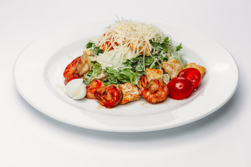 salad with shrimp on a white background