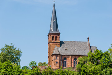 Saarburg, Kirche, Evangelische Kirche, Saar, Fluss, Stadt, Altstadt, historische Häuser, Altstadthäuser, Leukmündung, Leuckbach, Weinstadt, Rheinland-Pfalz, Deutschland