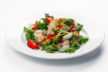 salad with herbs and caviar