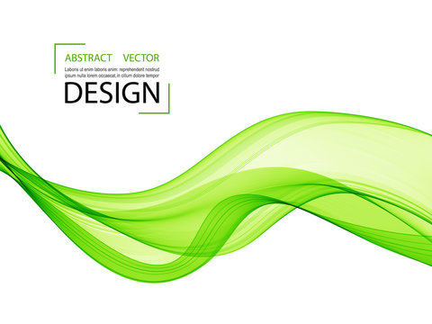 Green waves on a white background, vector abstract background.