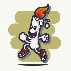 Illustration of running candles, cartoon character candles, character logos