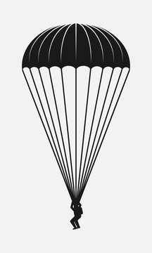 Parachutist black and white vector icon.