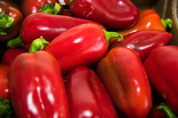 Sweet red pepper sold in the market