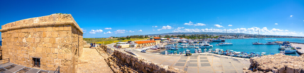 Fototapeta na wymiar The harbor of Paphos with the castle, Cyprus 