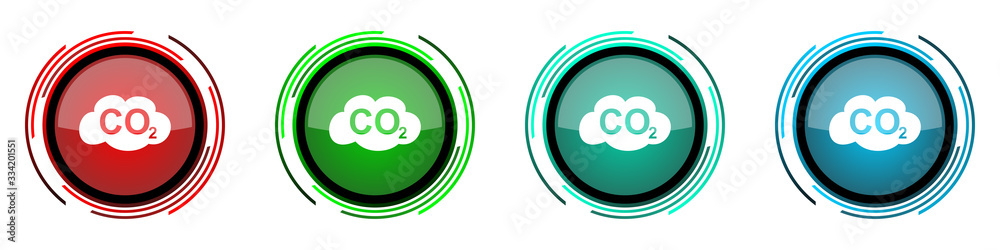 Leinwandbilder carbon dioxide round glossy vector icons, set of buttons for webdesign, internet and mobile phone ap