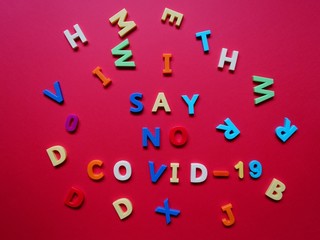 layout of colored letters on the topic of coronavirus- covid-19
