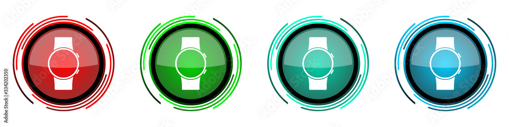 Poster smartwatch round glossy vector icons, smart watch set of buttons for webdesign, internet and mobile 