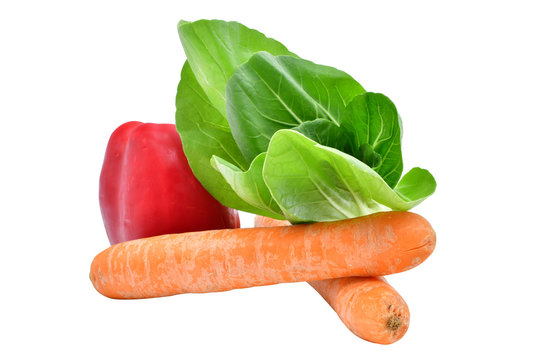 BIO Paprika, Karotten und Pak Choi freigestellt