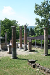 Veleia, Italy : view of ancient roman columns 