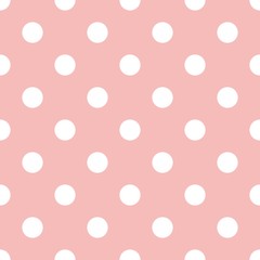 Pink and white polka dot seamless pattern