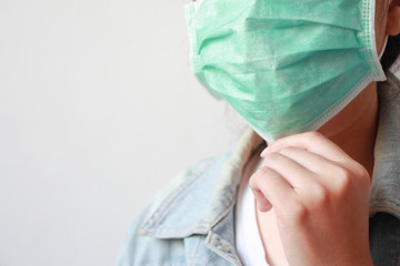 young woman wearing protective mask.Concept of health and safety life, coronavirus, virus protection,