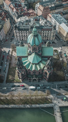 Aerial view of St. Lukas church in Munich in Bavaria, Germany.