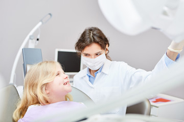 Child as a patient and a dentist in the dental clinic