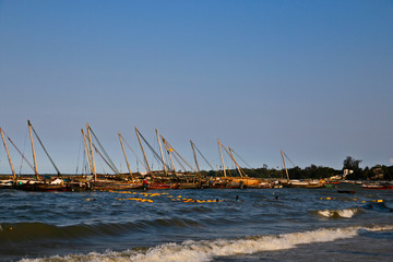 Fototapeta premium Fisherman boats Zanzibar Tanzania Africa