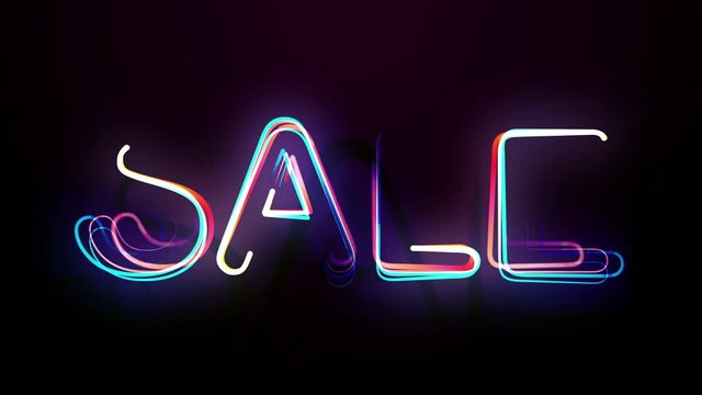 Concept Special Deal Big Sales in Colourful Animated Loop for Buyer. Sale Advert Decoration Online Market Retail Event. Bright Beams Flowing in Sell-Out. Ad Sale Text Frame of Shiny Rays Isolated 4K