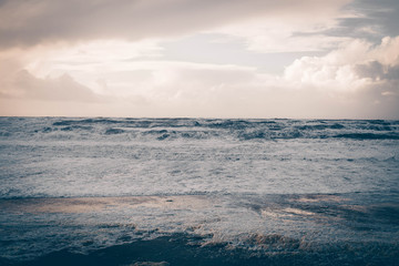 Fototapeta na wymiar stormy winter sea in hvide sande in denmark