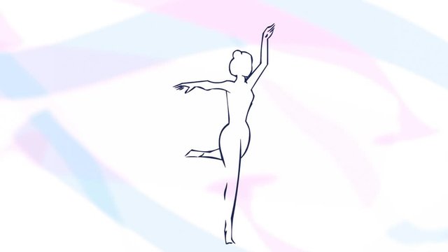 Silhouette cartoon woman dancing a classic dance