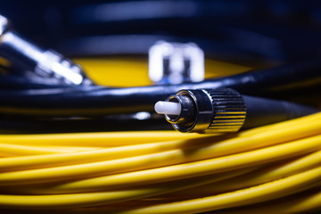 FC CONNECTOR YELLOW OFC PATCH CORD FERRULE CONNECTOR IN BLACK BACKGROUND TELE COMMUNICATION 2