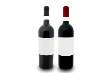 mockup of two bottle of red wine with white label and white background Tuscan, Italy