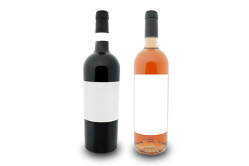 mockup of a bottle of rosé and one of red Tuscan wine, Italy