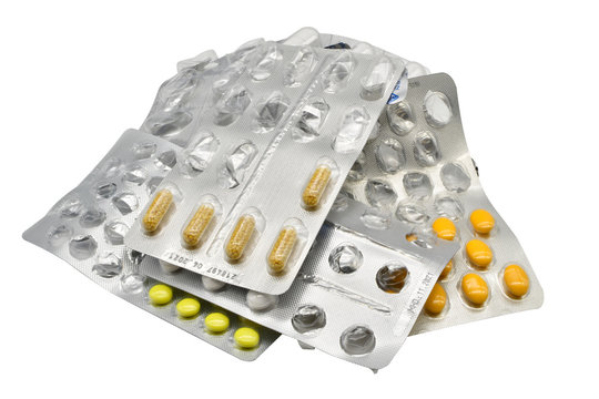 Zerknüllte Tabletten Packung