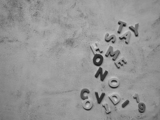 layout of colored letters on the topic of coronavirus- covid-19