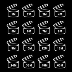 Pao cosmetic icon open month life shelf. Vector illustration isolated on white background