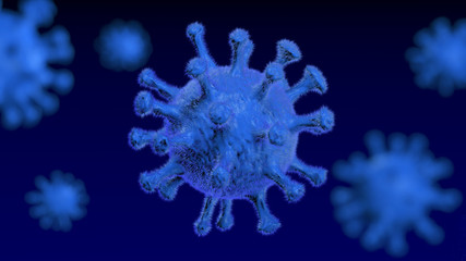 Corona Virus - Microbiology And Virology Concept -  Microscope virus close up  - 3d Rendering