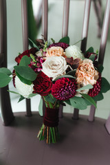 wedding bouquet of flowers on chair