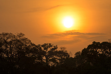MONTES AZULES NATURAL SANCTUARY, CHIAPAS / MEXICO - MAY 17, 2019. Sunset at Lacantun river in the Lacandona jungle.