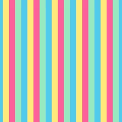 Wallpaper murals Vertical stripes Abstract colorful vector seamless pattern backround with pink, blue, yellow, green stripes, vertical lines.
