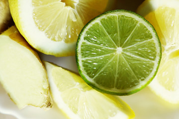 close up shot of slices of lime and lemon