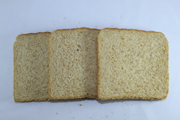 slices of bread isolated on white background