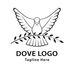 Logo Dove. Dove Of Peace. Flying pigeon. Vector illustration