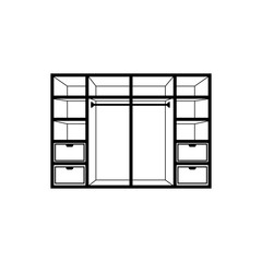 Wardrobe Icon With Outline Style Vector