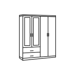 Wardrobe Icon With Outline Style Vector