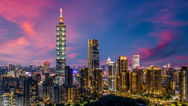 Taiwan city skyline and skycraper the beautiful of Taipei, Taiwan city skyline and skyscraper and other modern building of downtown, Taipei is a popular tourist destination.