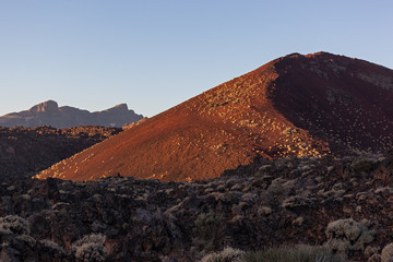 Red volcanic landscape in the Teide national park in Tenerife, Canary Islands, Spain